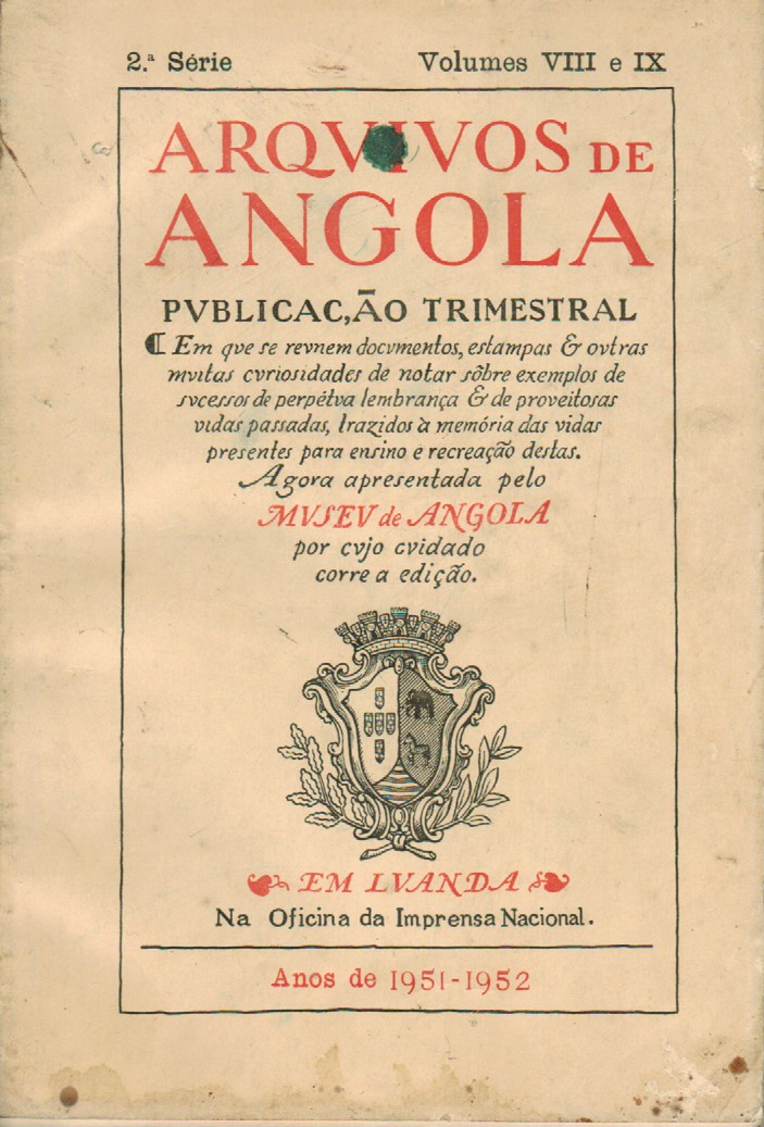 Arquivos de Angola - ano 1951 - 1952