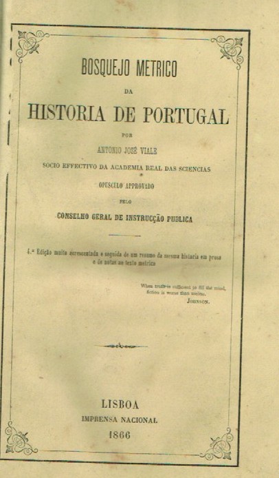 BOSQUEJO METRICO DA HISTORIA DE PORTUGAL