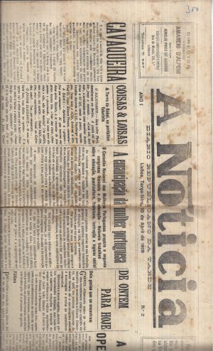 A NOTICIA - DIÁRIO REPUBLICANO DA TARDE - ANO I Nº 2 LISBOA, 10 DE ABRIL 1928