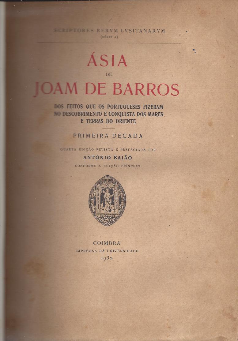 ÁSIA de JOAM DE BARROS - 1º VOLUME - 1ª DÉCADA