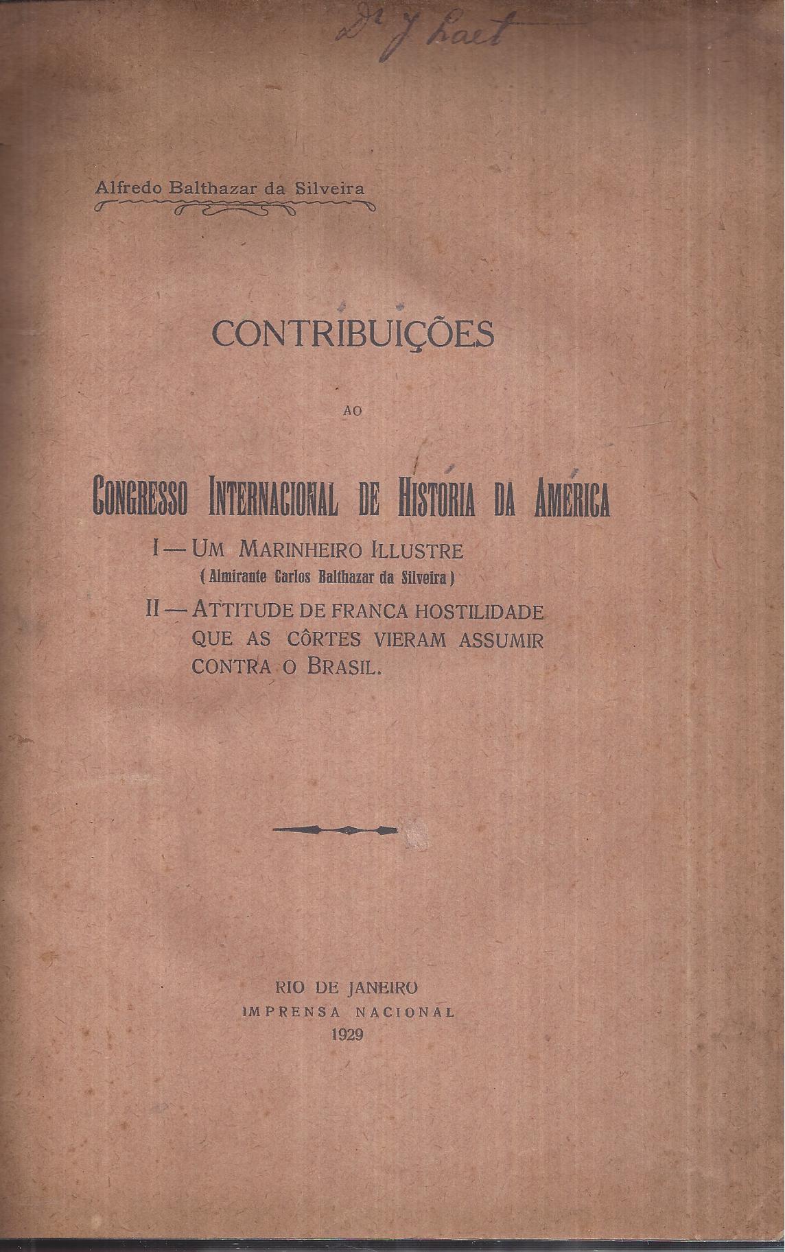 CONTRIBUIÇÕES AO CONGRESSO INTERNACIONAL DA HISTÓRIA DA AMÉRICA