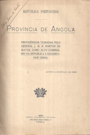 PROVÍNCIA DE ANGOLA - DECRETOS DO ALTO COMISSARIADO ANO DE 1922