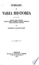 SUMMARIO DE VARIA HISTORIA TOMO II ( CAPITULOS IV E V )  J. RIBEIRO GUIMARÃES ROLLAND & SEMIOND LISBOA 1874