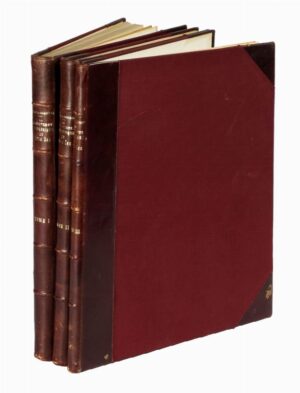 LA DECOUVERTE DE L'AFRIQUE AU MOYEN AGE CARTOGRAPHES ET EXPLORATEURS. De La Ronciere, Charles - 3 volumes - Le Caire: Societe Royale De Geographie D'Egypte, 1925. folio half leather, marbled paper-covered boards, top edge stained green, original paper wrappers bound-in (vi), 175 pages with 19 plates; (viii), 144+(4) pages with 19 plates; (viii), viii, 130 pages with 3 plates