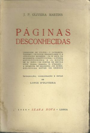 PÁGINAS DESCONHECIDAS - J. P. OLIVEIRA MARTINS